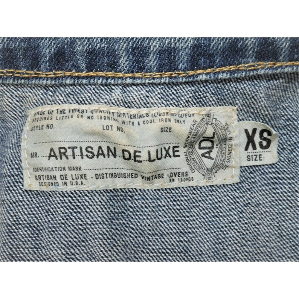 Anthroplogie Artisan De Luxe  Blue Denim Jean Jacket w Batik Womens X Small EUC - Picture 3 of 12